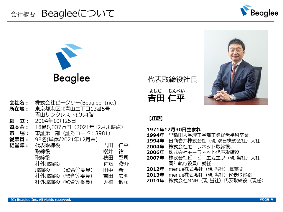 Beaglee個人投資家向け説明会資料