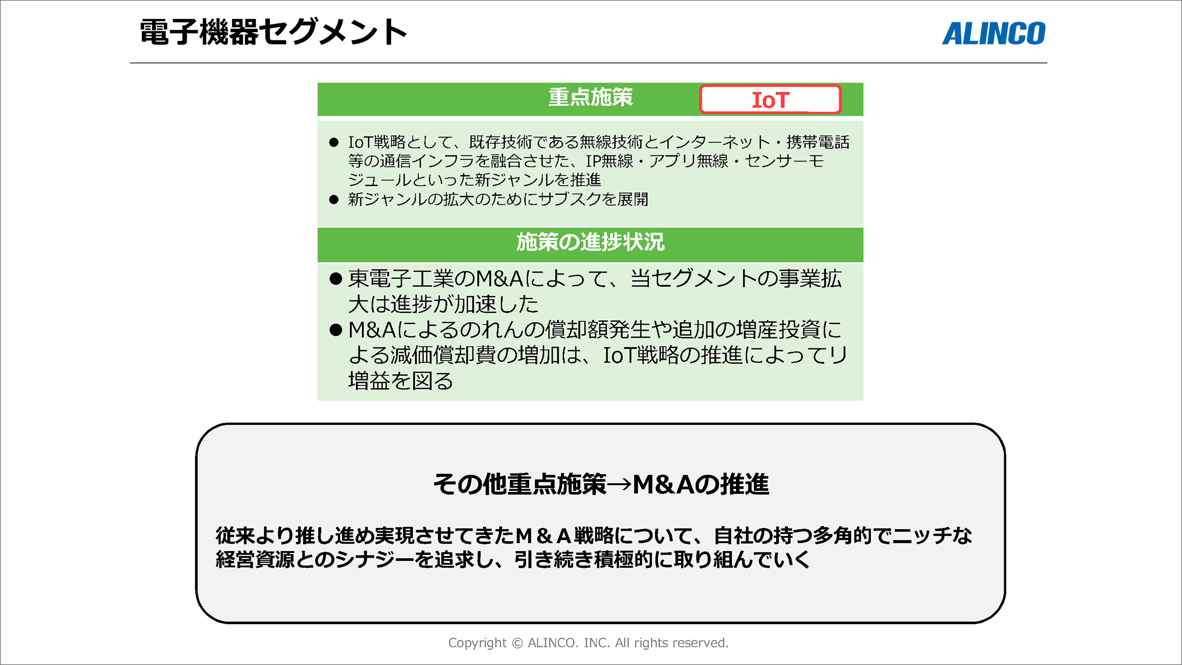 電子機器セグメント／一部だけ